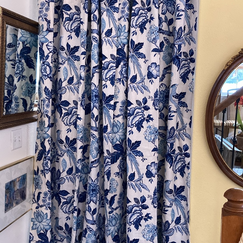 Schumacher Curtains BO Timothy Corrigan Huntington Garden Bleu Marine 114”x50